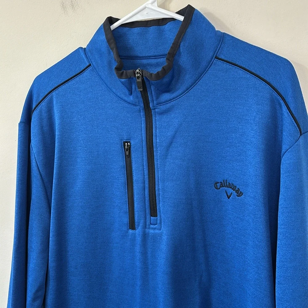 Callaway Men’s 1/4 Zip Tech Golf Fleece Olympian Bl Htr Blue Size XL - Picture 5 of 9